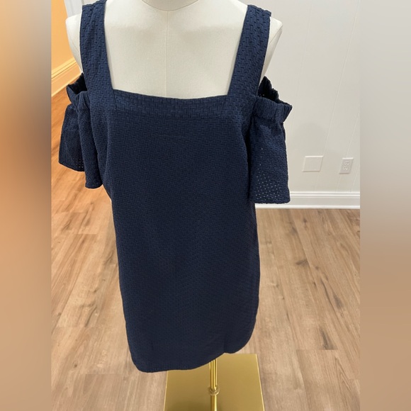 J. Crew Cold Shoulder Dress Navy Blue SZ M - Picture 16 of 16